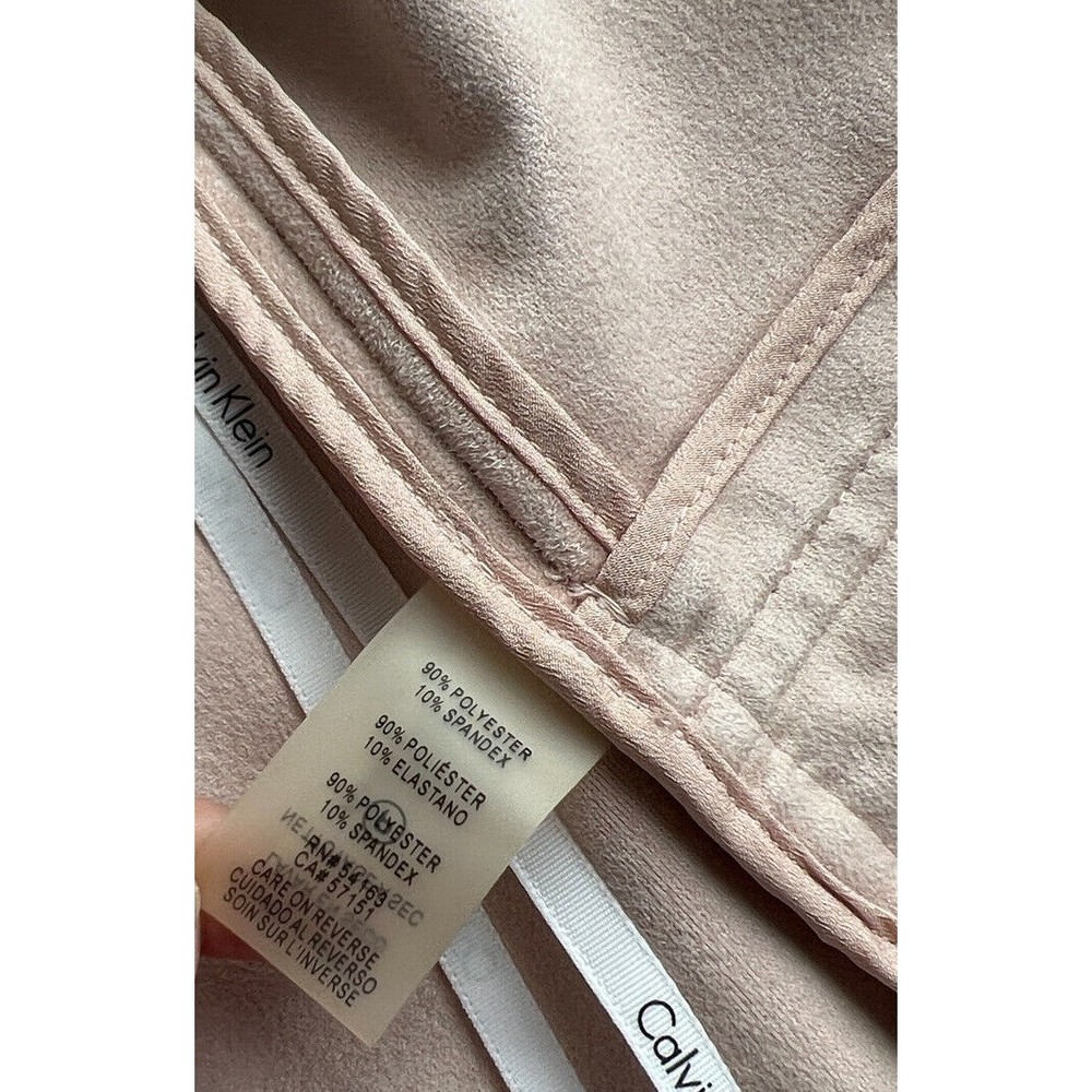Calvin Klein Womens Faux Suede Pink Zipped Pockets Open Front Long Vest Size 8 - Picture 14 of 16